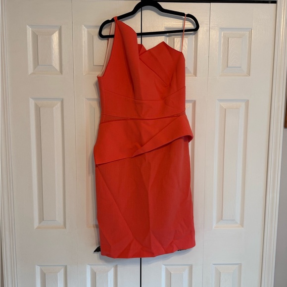 Roland Mouret One Shoulder Coral Dress - Picture 1 of 5